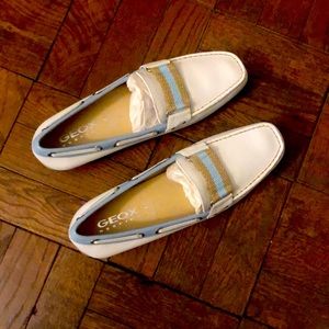 Geox Respira White/Light Blue Loafer